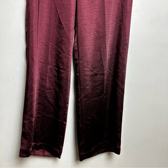 Good American Satin Pants Wide Leg Trouser Women's Size 2 or 26 Burgundy Stretch - Picture 3 of 13